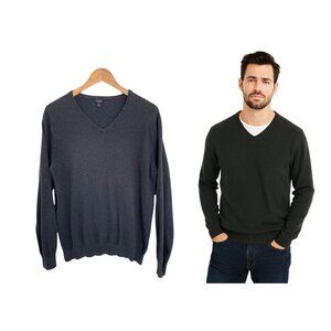 J. Crew Sweater Men Medium Gray V-Neck Knit Cashmere Cotton Blend 29235 Grey